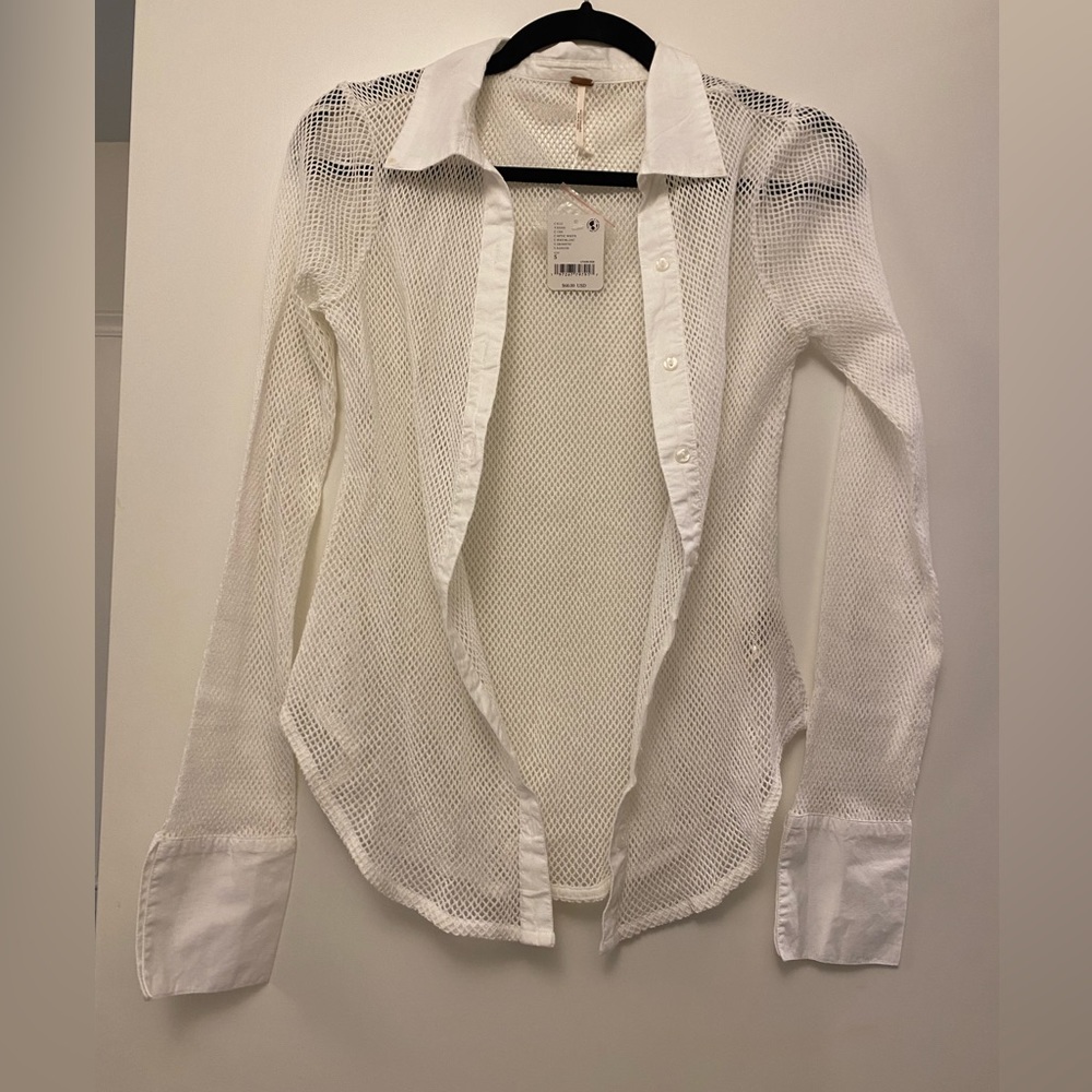 Free People button down shirt white size small